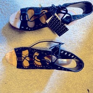 NWT black DV cork healed wedge sandal. Size 10. Very pretty